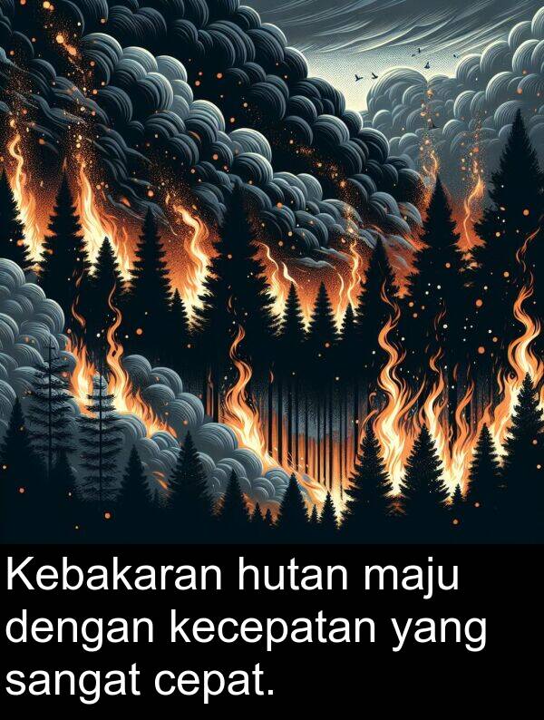 hutan: Kebakaran hutan maju dengan kecepatan yang sangat cepat.