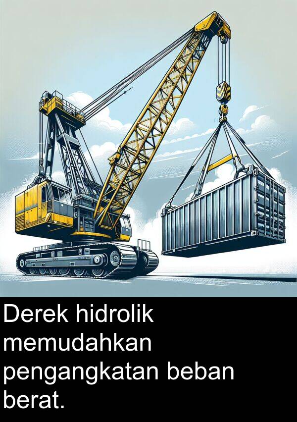 pengangkatan: Derek hidrolik memudahkan pengangkatan beban berat.