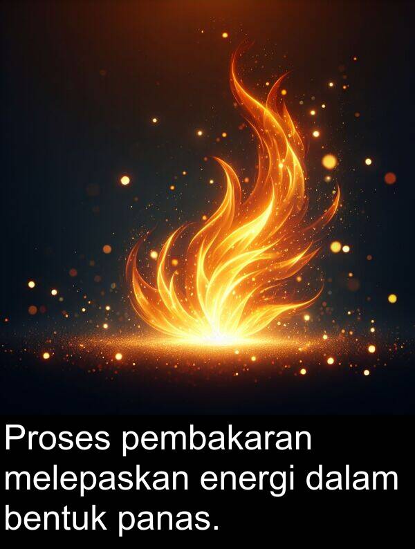 energi: Proses pembakaran melepaskan energi dalam bentuk panas.