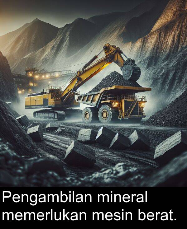 mesin: Pengambilan mineral memerlukan mesin berat.