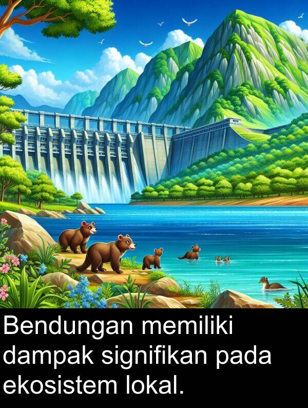 pada: Bendungan memiliki dampak signifikan pada ekosistem lokal.