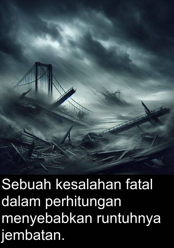 jembatan: Sebuah kesalahan fatal dalam perhitungan menyebabkan runtuhnya jembatan.