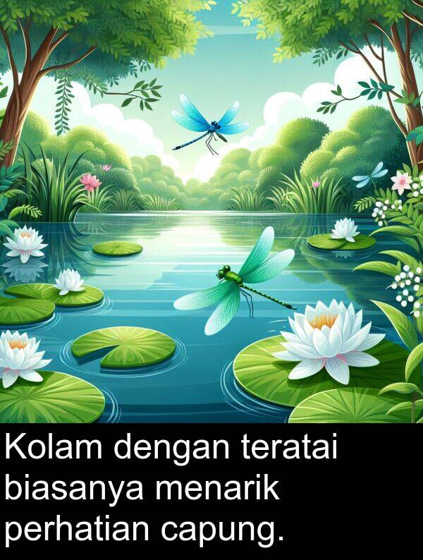 teratai: Kolam dengan teratai biasanya menarik perhatian capung.