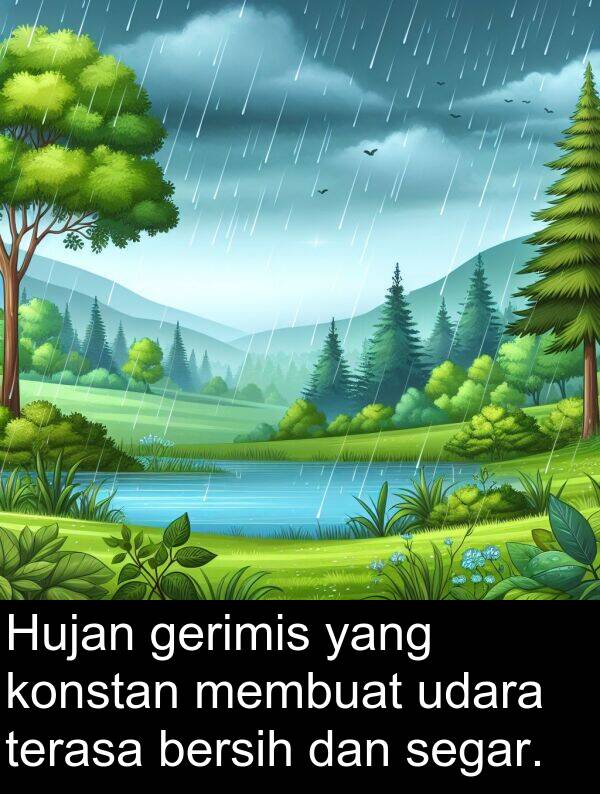 segar: Hujan gerimis yang konstan membuat udara terasa bersih dan segar.