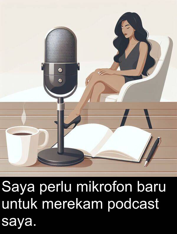 mikrofon: Saya perlu mikrofon baru untuk merekam podcast saya.