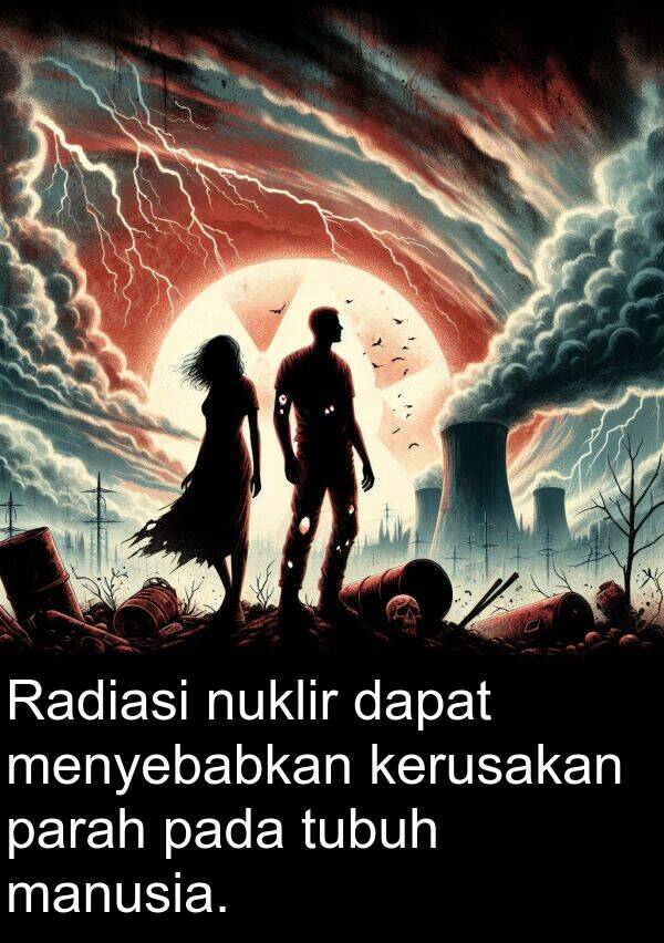 nuklir: Radiasi nuklir dapat menyebabkan kerusakan parah pada tubuh manusia.