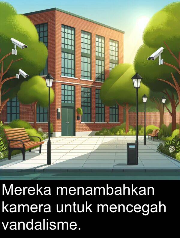 vandalisme: Mereka menambahkan kamera untuk mencegah vandalisme.