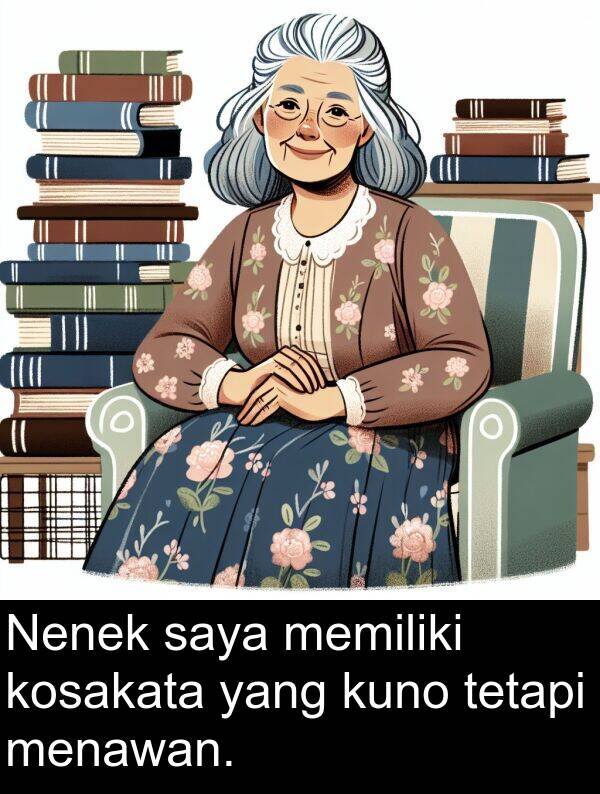 menawan: Nenek saya memiliki kosakata yang kuno tetapi menawan.