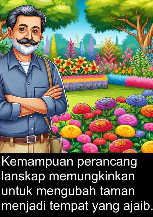 lanskap: Kemampuan perancang lanskap memungkinkan untuk mengubah taman menjadi tempat yang ajaib.