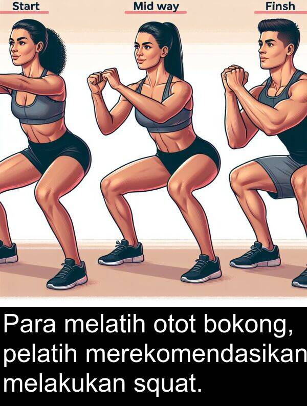 pelatih: Para melatih otot bokong, pelatih merekomendasikan melakukan squat.