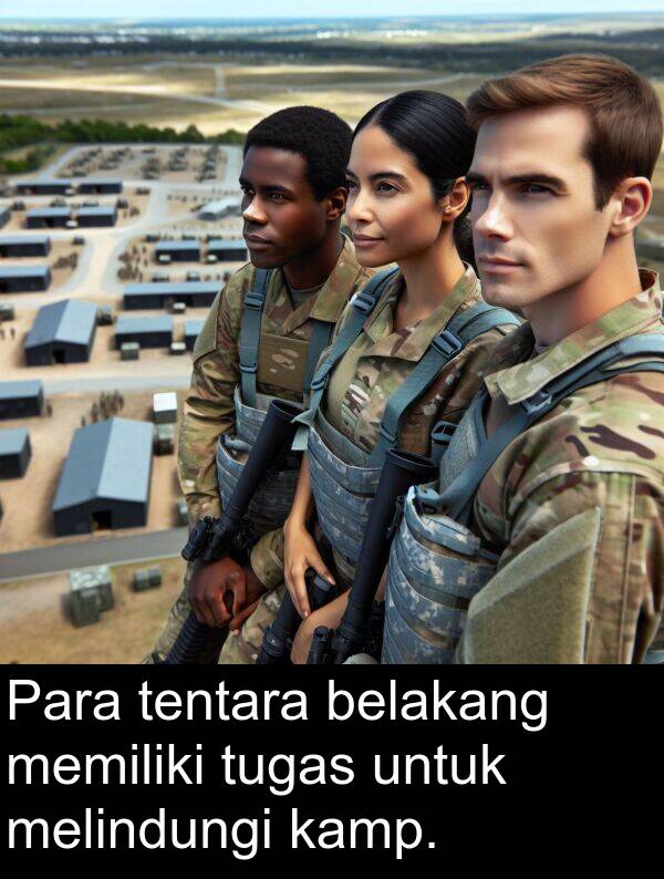 tentara: Para tentara belakang memiliki tugas untuk melindungi kamp.