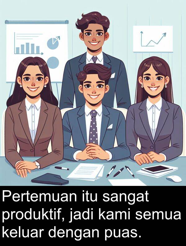 jadi: Pertemuan itu sangat produktif, jadi kami semua keluar dengan puas.