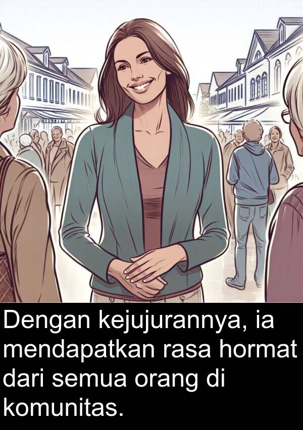 rasa: Dengan kejujurannya, ia mendapatkan rasa hormat dari semua orang di komunitas.