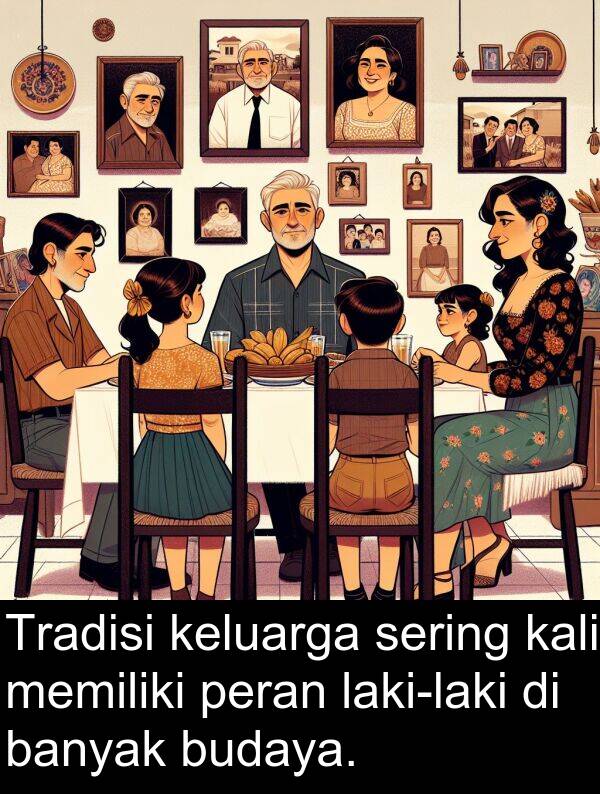 sering: Tradisi keluarga sering kali memiliki peran laki-laki di banyak budaya.