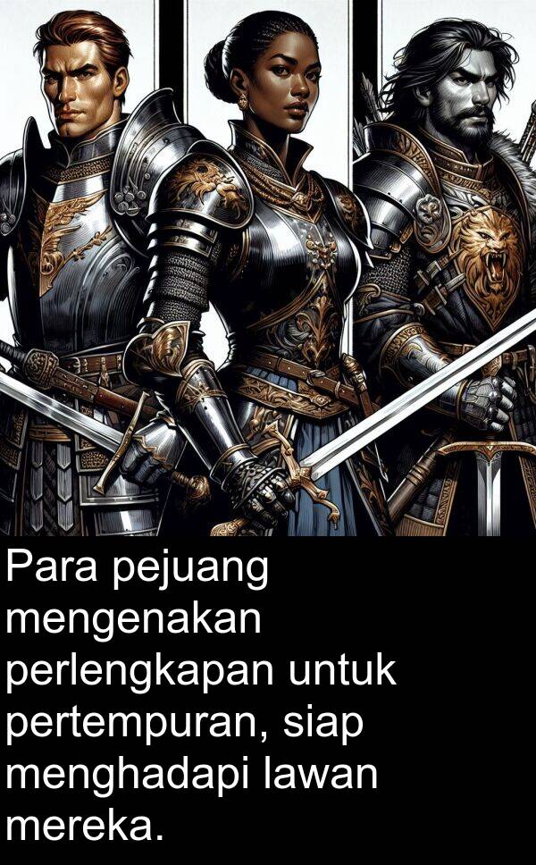 lawan: Para pejuang mengenakan perlengkapan untuk pertempuran, siap menghadapi lawan mereka.