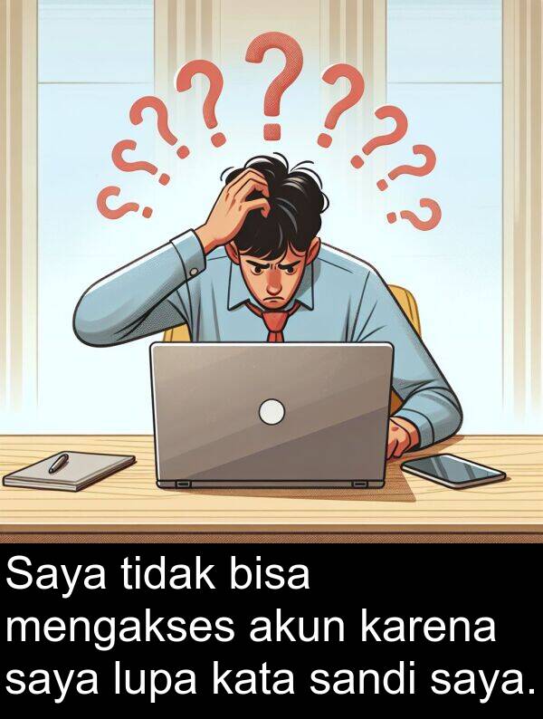 sandi: Saya tidak bisa mengakses akun karena saya lupa kata sandi saya.
