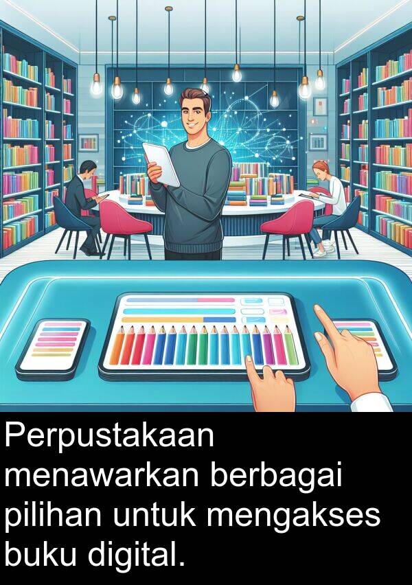buku: Perpustakaan menawarkan berbagai pilihan untuk mengakses buku digital.
