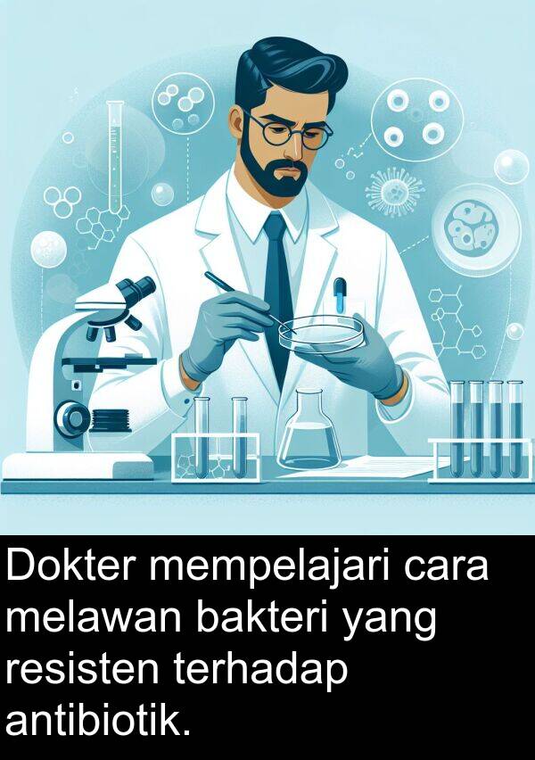 terhadap: Dokter mempelajari cara melawan bakteri yang resisten terhadap antibiotik.