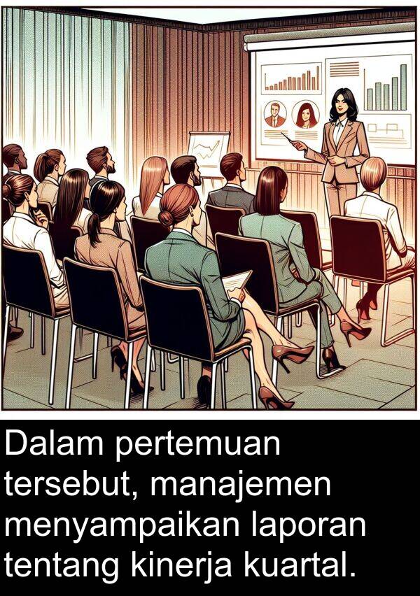 manajemen: Dalam pertemuan tersebut, manajemen menyampaikan laporan tentang kinerja kuartal.