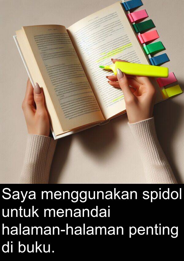 spidol: Saya menggunakan spidol untuk menandai halaman-halaman penting di buku.