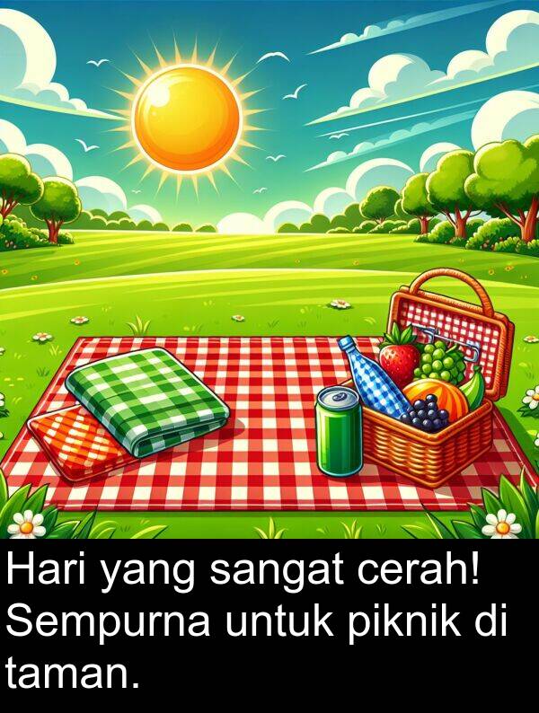 taman: Hari yang sangat cerah! Sempurna untuk piknik di taman.