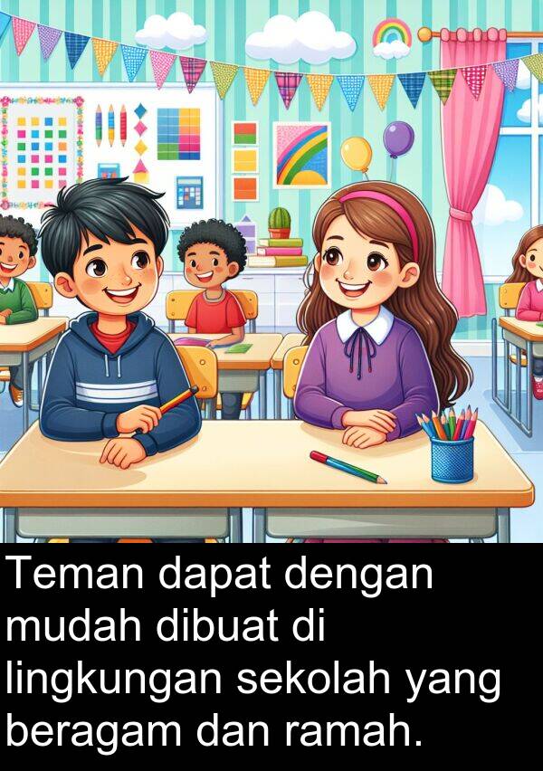 sekolah: Teman dapat dengan mudah dibuat di lingkungan sekolah yang beragam dan ramah.