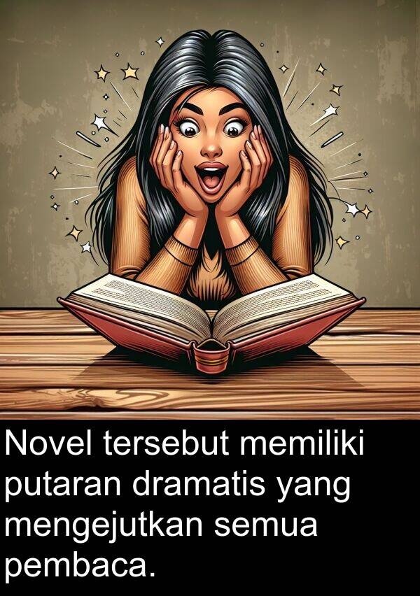 mengejutkan: Novel tersebut memiliki putaran dramatis yang mengejutkan semua pembaca.
