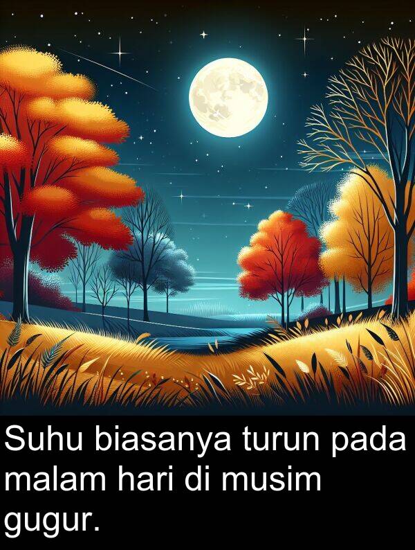malam: Suhu biasanya turun pada malam hari di musim gugur.