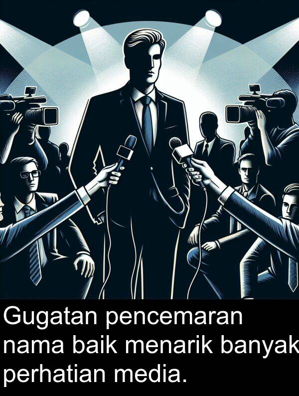 pencemaran: Gugatan pencemaran nama baik menarik banyak perhatian media.