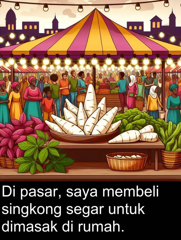 segar: Di pasar, saya membeli singkong segar untuk dimasak di rumah.