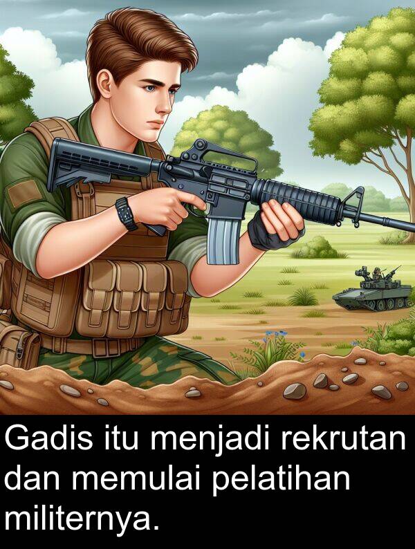 pelatihan: Gadis itu menjadi rekrutan dan memulai pelatihan militernya.