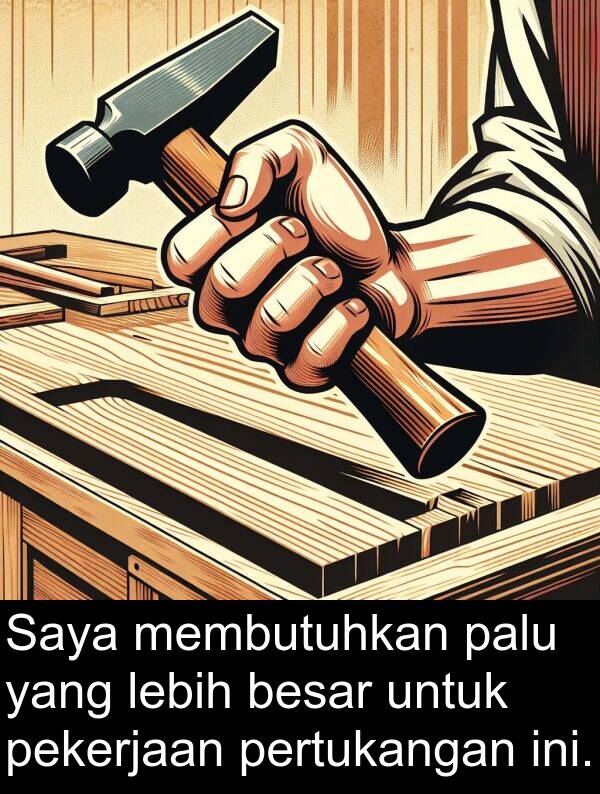 pekerjaan: Saya membutuhkan palu yang lebih besar untuk pekerjaan pertukangan ini.