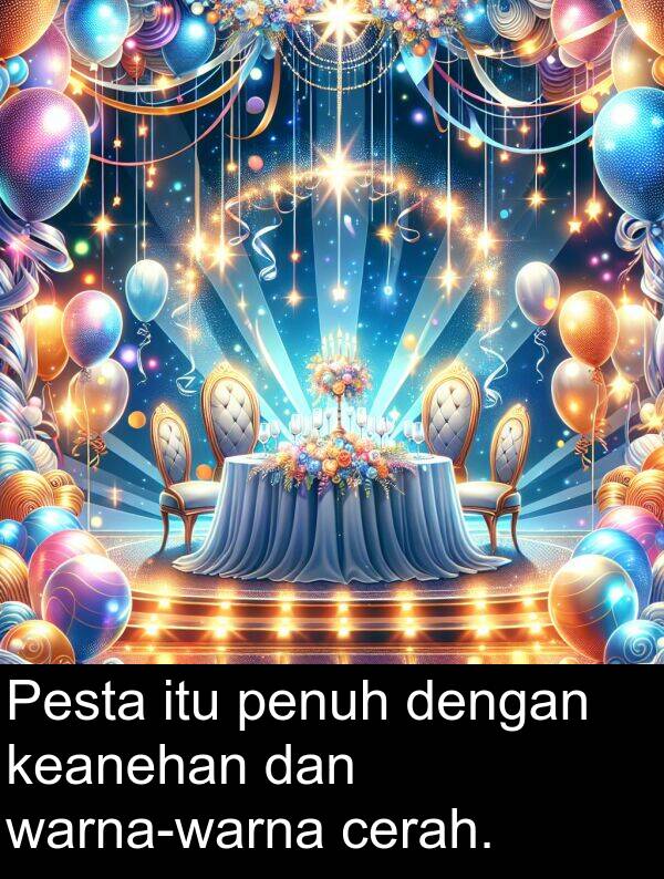 cerah: Pesta itu penuh dengan keanehan dan warna-warna cerah.