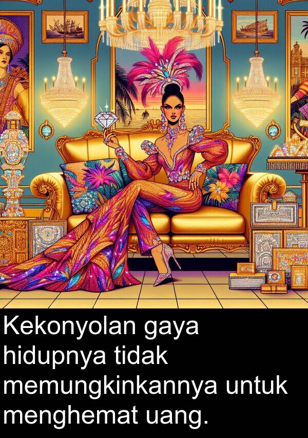 hidupnya: Kekonyolan gaya hidupnya tidak memungkinkannya untuk menghemat uang.