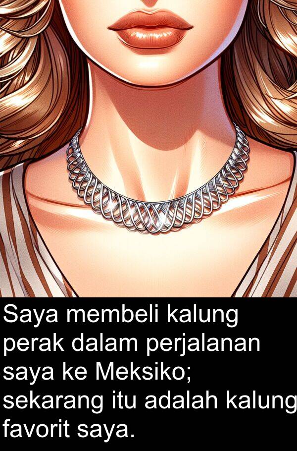 sekarang: Saya membeli kalung perak dalam perjalanan saya ke Meksiko; sekarang itu adalah kalung favorit saya.