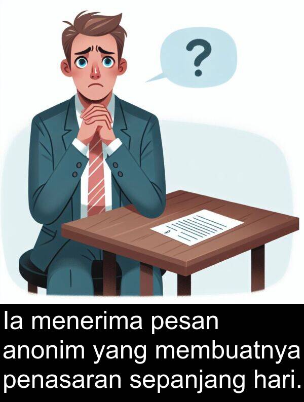 sepanjang: Ia menerima pesan anonim yang membuatnya penasaran sepanjang hari.