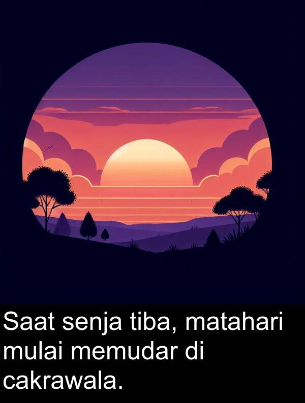senja: Saat senja tiba, matahari mulai memudar di cakrawala.