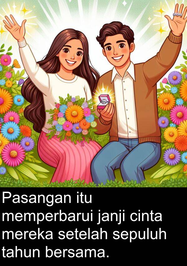 sepuluh: Pasangan itu memperbarui janji cinta mereka setelah sepuluh tahun bersama.