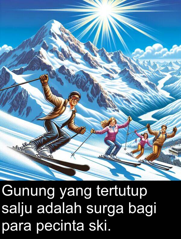 para: Gunung yang tertutup salju adalah surga bagi para pecinta ski.