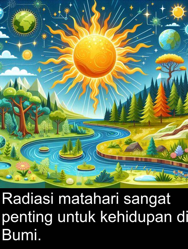 matahari: Radiasi matahari sangat penting untuk kehidupan di Bumi.