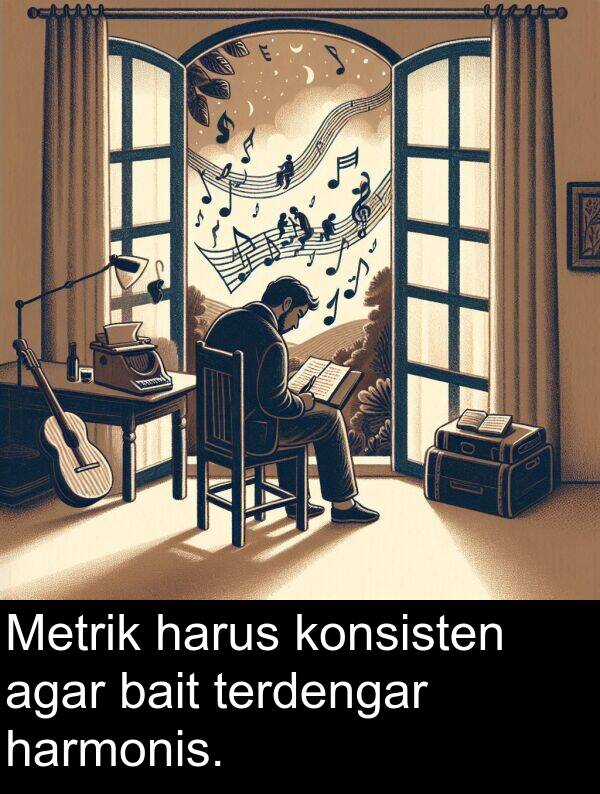 harus: Metrik harus konsisten agar bait terdengar harmonis.
