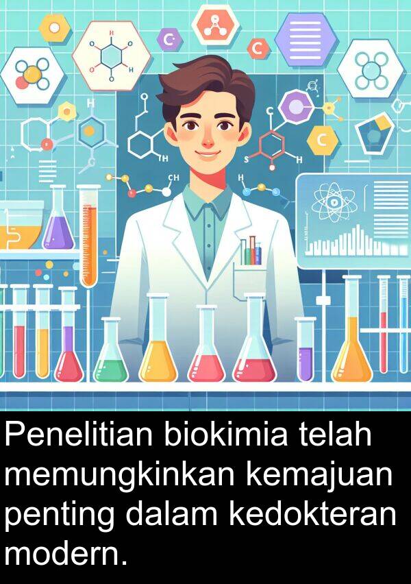 kedokteran: Penelitian biokimia telah memungkinkan kemajuan penting dalam kedokteran modern.