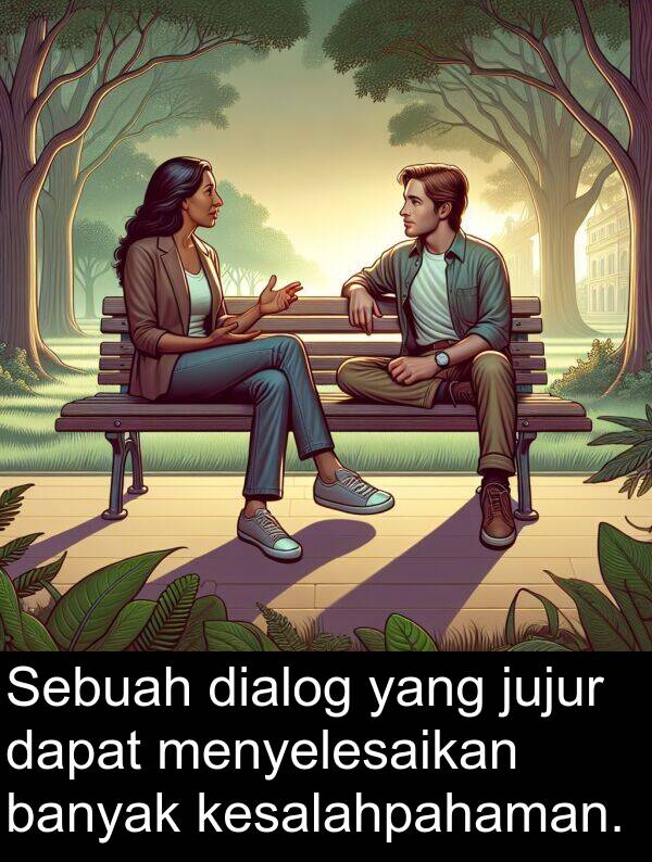 jujur: Sebuah dialog yang jujur dapat menyelesaikan banyak kesalahpahaman.
