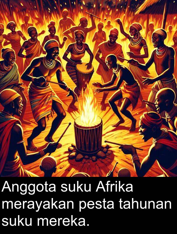 tahunan: Anggota suku Afrika merayakan pesta tahunan suku mereka.