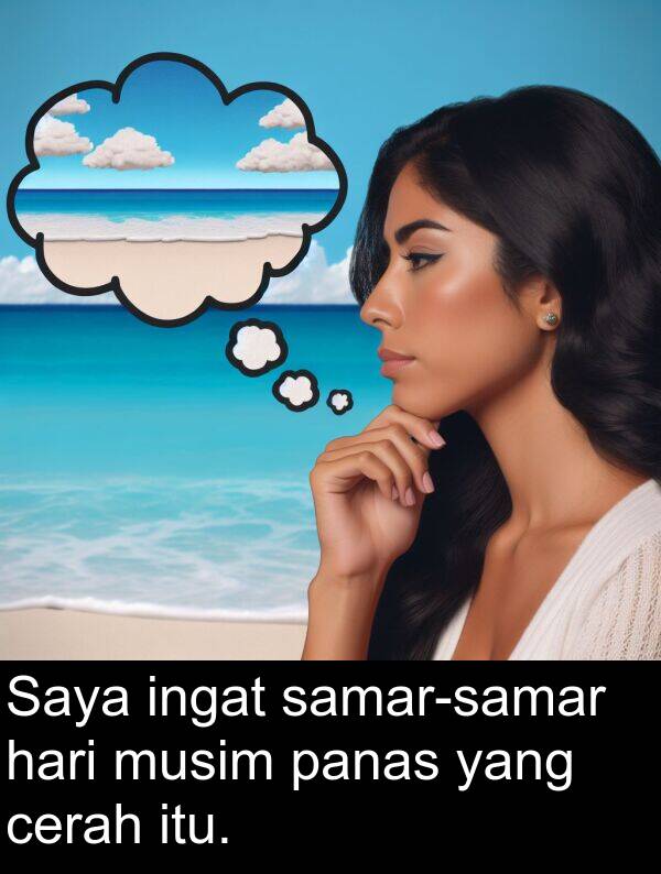 panas: Saya ingat samar-samar hari musim panas yang cerah itu.