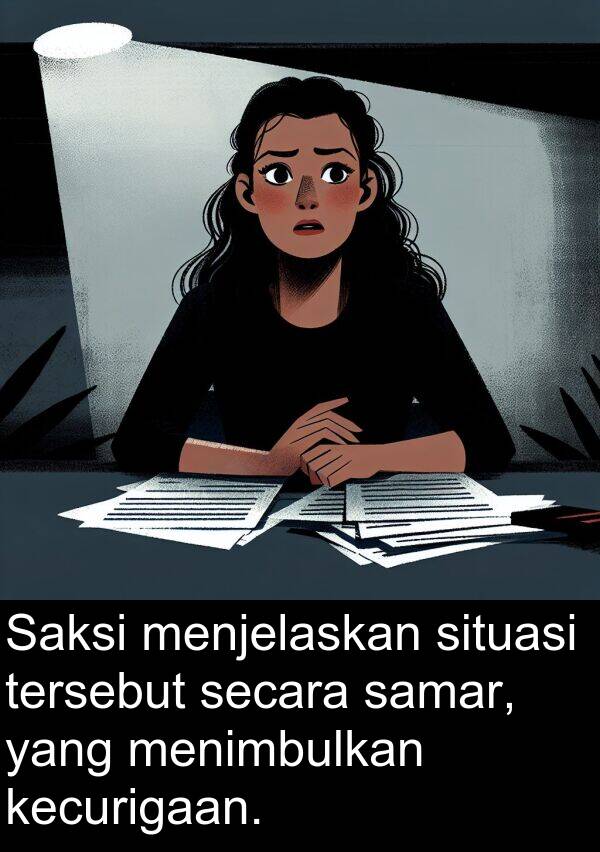 secara: Saksi menjelaskan situasi tersebut secara samar, yang menimbulkan kecurigaan.