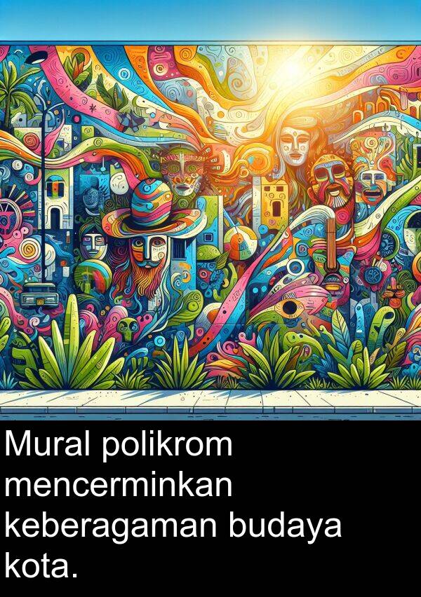 polikrom: Mural polikrom mencerminkan keberagaman budaya kota.