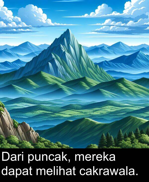 melihat: Dari puncak, mereka dapat melihat cakrawala.