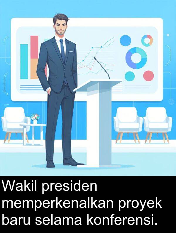 selama: Wakil presiden memperkenalkan proyek baru selama konferensi.