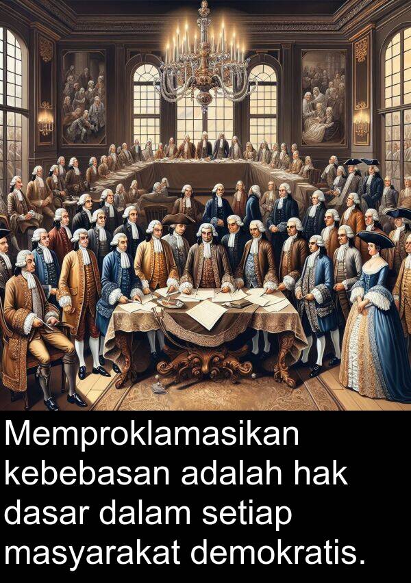 masyarakat: Memproklamasikan kebebasan adalah hak dasar dalam setiap masyarakat demokratis.
